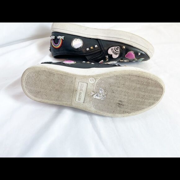 Steve Madden Jcraze Black Slip Ons Embellished 5M - Picture 9 of 12